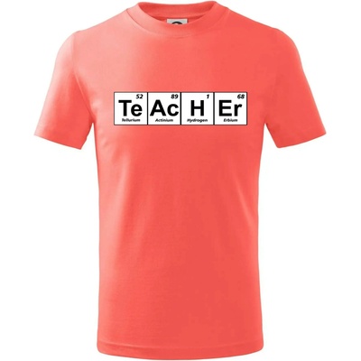 Periodická tabulka Teacher tričko detské korálová