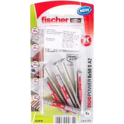 Fischer УНИВЕРСАЛЕН ДЮБЕЛ С ВИНТ Ф6Х50ММ 4 БРОЯ fischer duopower s a2 k (4048962257342)