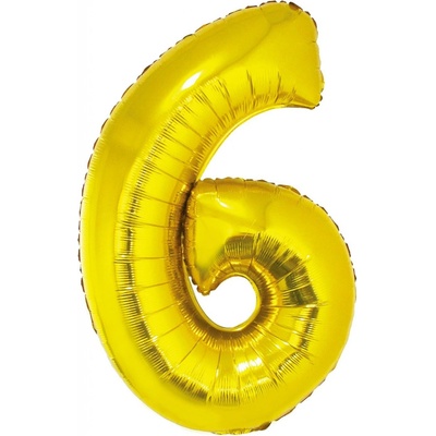 Balon foliový číslice 6 zlatá 85 cm