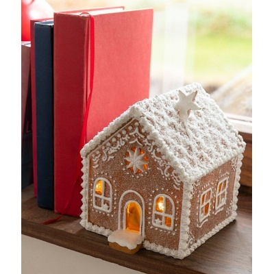 J-Line by Jolipa Vánoční perníková chaloupka s Led světýlky Gingerbread House - 18*15*17cm - J-Line by Jolipa – Hledejceny.cz