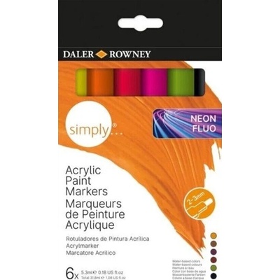 Daler-Rowney Simply Комплект акрилни маркери Neon 6 бр (126300914)