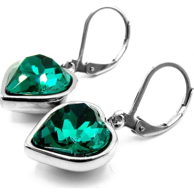 Steel Jewelry Náušnice zelené srdce z chirurgické oceli NS250127