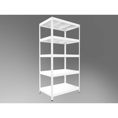 Biedrax Regál do domácnosti 60 x 120 x 240 cm, biely, 5 políc biele lamino 12mm, 200 kg na policu