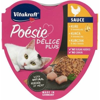 Vitakraft Poésie Délice Plus kurča & lososový olej kompletné krmivo pre dospelé mačky 85 g