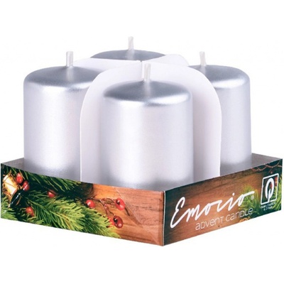 Emocio adventní válec 4ks 38x60 stříbrné