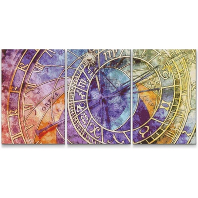 Painting Queens diamantové malování Orloj, 3 ks 60 × 80 cm, s rámem, hranaté