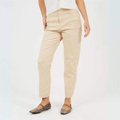 Brave Soul Дамски дънки Brave Soul Womens Mom Jeans with Raw Hem Sand - Sand