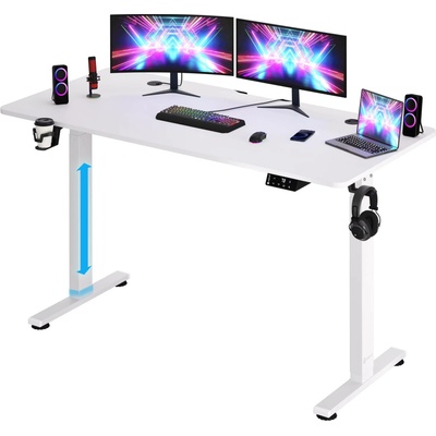 FurniGO Výškově nastavitelný kancelářský stůl bílý- 140 x 60 x 118 cm