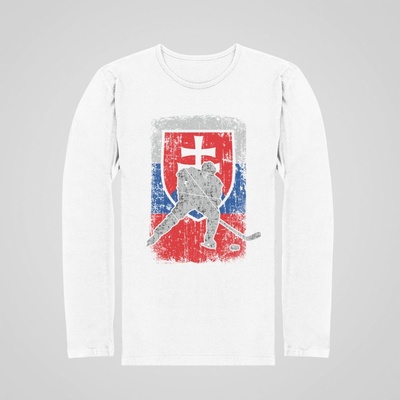 Hokejové tričko Slovakia s dlhým rukávom biela