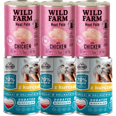 Frendi kousky v jemné kuřecí omáčce 3 x 400 g + Wild Farm Pate Chicken 3 x 400 g