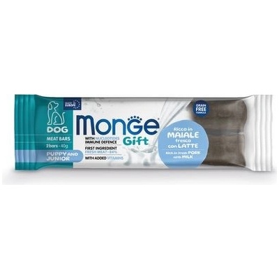 MONGE GIFT Meat bars Puppy and Junior 2 ks masové tyčinky pro štěňata s vepřovým masem a mlékem 40 g