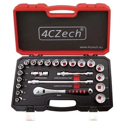 4CZech gola sada 1/2" 5/16" 1 3/16" 23ks ráčna 72 zubů 4CZ-126-I23