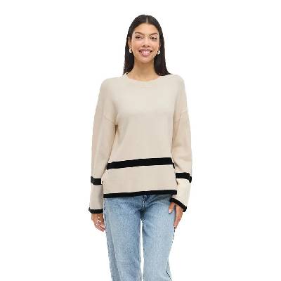 Блуза Vila Ril sweater - Beige (Super Light Natural Melan / Stripes Black)