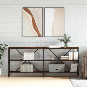 vidaXL Конзолна маса опушен дъб 180x30x75 см инженерно дърво и желязо (832855)