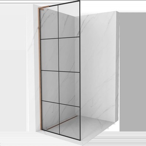 Mexen Kioto L стъклена преграда за душ Walk-in 70 x 200 cm, черна решетка, розово злато - 800-070-103-60-77 (800-070-103-60-77)