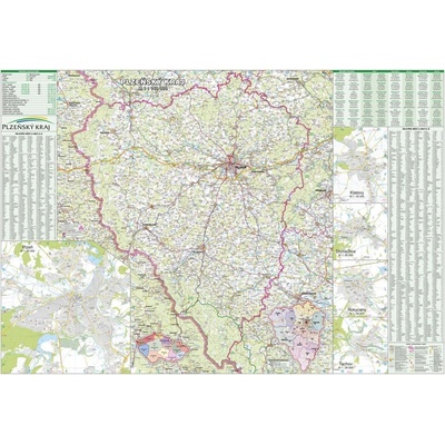 ZES Plzeňský kraj - nástěnná mapa 140 x 99 cm Varianta: bez rámu v tubusu, Provedení: laminovaná mapa v lištách