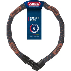 ABUS chain lock Tresor 1385/75 Gray Lightning - combination lock made of hardened steel - 6 mm thick square chain - ABUS security level 6 - 75 cm - gray - 88012 (88012)