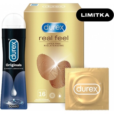 Durex Real feel 16 kusov + Originals silicone gél 50 ml