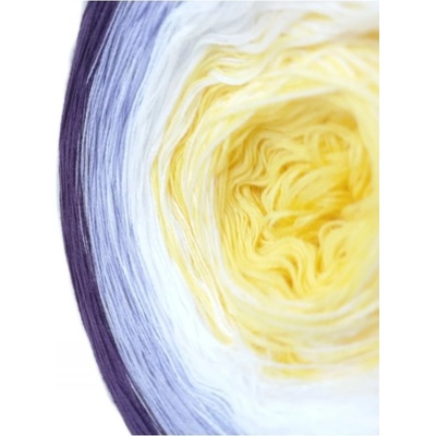 YarnMellow Duhová klubíčka Butterfly Mini 59. Fialka (Příze Duhové klubko Butterfly Mini 59. Fialka, 50% bavlna + 50% akryl. Jemná směsová příze s postupnými barevnými přechody. Klubko je točené z 3 s