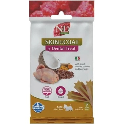 FARMINA N&D Quinoa Dental Treat Skin & Coat Quail Mini 7 x 60 g