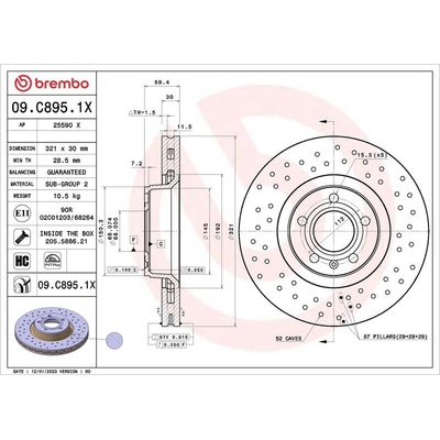 BREMBO Brzdový kotúč Xtra - vrtaný 09.C895.1X