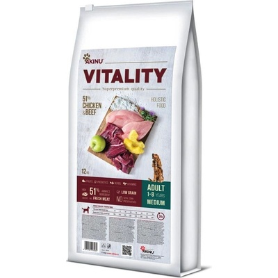 Akinu Vitality pes dospělý střední kura a hovězí 12 kg
