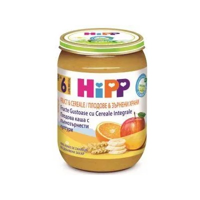 HiPP Био пълнозърнеста каша Hipp - Плодове и зърнени култури, 6+ месеца, 190гр