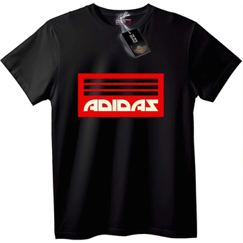 NOONEBRAND Тениска Adidas червено лого черна - L, White