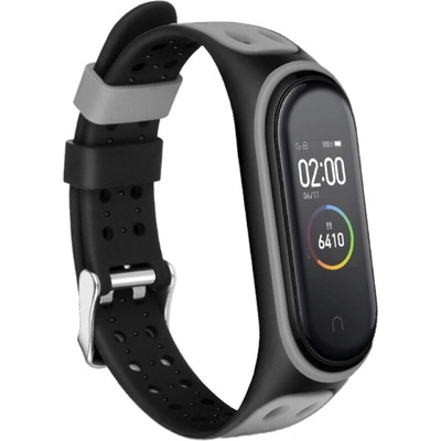 Xiaomi Jemný silikon - Mi Band 7 náhradní náramek s kovovým zapínáním Černo šedá MBSCZ-JS7CS