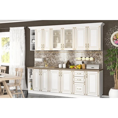 Кухня imperia 240 - бяло със златна патина (без плот) (089.001.0008)