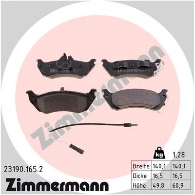 Sada brzdových destiček, kotoučová brzda ZIMMERMANN 23190.165.2