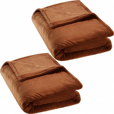 tectake 401734 2 hřejivé deky mikroplyš 220x240 hnedá