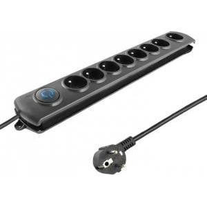 Qoltec ANTI-SURGE STRIP QOLTEC 1.8M 8-SOCKETS BLACK/Modern