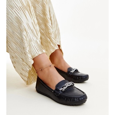 Gemre Black loafers adorned with rhinestones Adiba černá bílá krémová