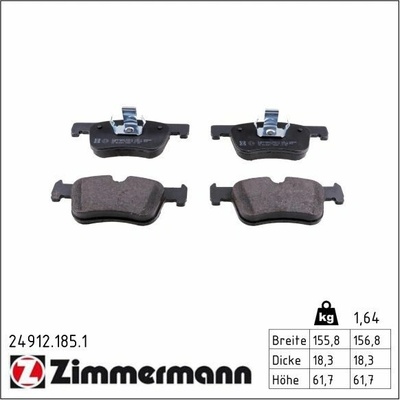 Sada brzdových destiček, kotoučová brzda ZIMMERMANN 24912.185.1