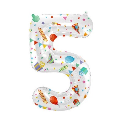 Růžička Balónik fóliový číslo 5 Farebná party 86 cm