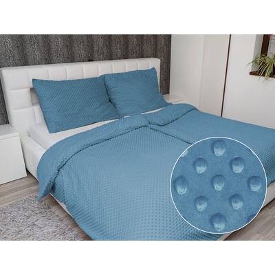 Biante Hrejivé obliečky Minky 3D bodky MKP-044 Kovovo modrá 140x200 70x90