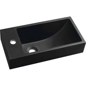 SAPHO Small - Умивалник 50х25 см, с преливник, отвор за кран отляво, черен мат SM012B (SM012B)