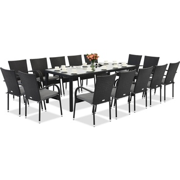 Garden Point Градинска мебел от техникоратан Milan за 14 души с голяма маса Garden Point black (GAP1072-14)
