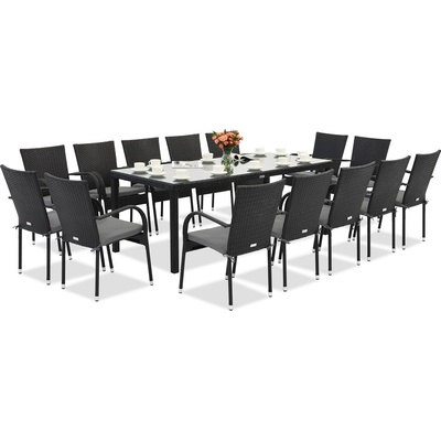 Garden Point Градинска мебел от техникоратан Milan за 14 души с голяма маса Garden Point black (GAP1072-14)