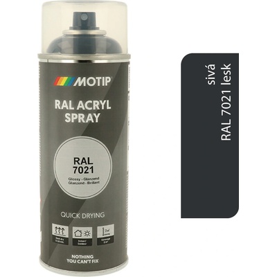 Motip Acryl 400 ml RAL 7021 lesk