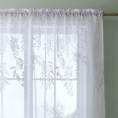 Catherine Lansfield Bílá záclona 229x140 cm Wisteria Floral - Catherine Lansfield (DS/57099/W/VST590/WH)