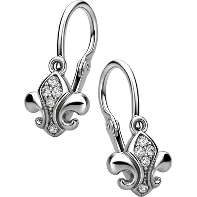 Zlaton Visací náušnice bílé zlato symbol se zirkony 1.3cm 1.2g 000053006226