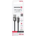 SWISSTEN Textile USB / Lightning 3 m Цвят: черен