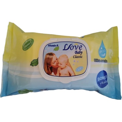 LOVE baby бебешки мокри, Ultra sensitive, Vitamin E, 72 броя
