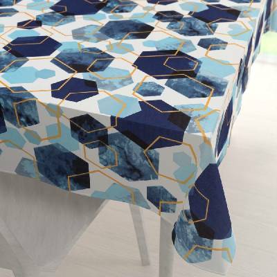 Biante bavlna obdélníkový ubrus Sandra SA-574 Modré hexagony na bílém 100x140 cm