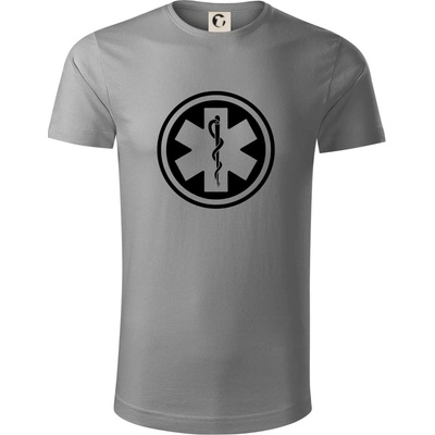 Rescue logo samostatné guľaté tričko starostrieborná