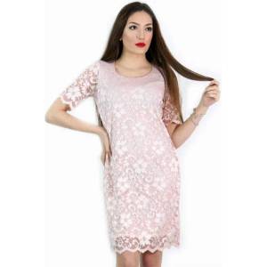 mar. fashion Дамска рокля от ефектна дантела в телесен цвят (07373-33a-02)