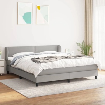 vidaXL Боксспринг легло с матрак, светлосиво, 160x200 см, плат (3126173)