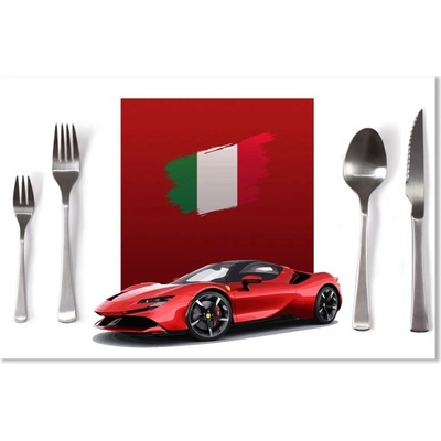 Sablio Prostírání Ferrari Italská vlajka na červeném bloku 40x30cm